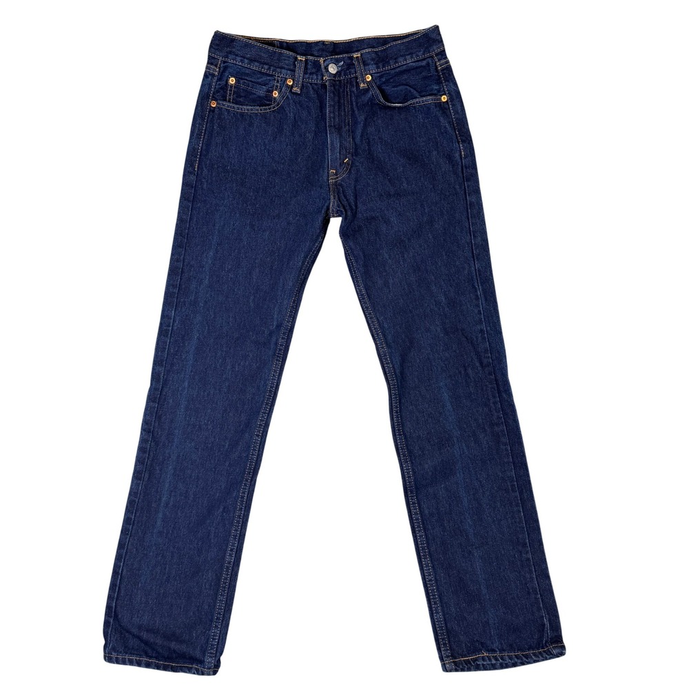 Levis 505 Regular Fit Straight Leg Jeans Dark Indigo Blue Mens W31 L30